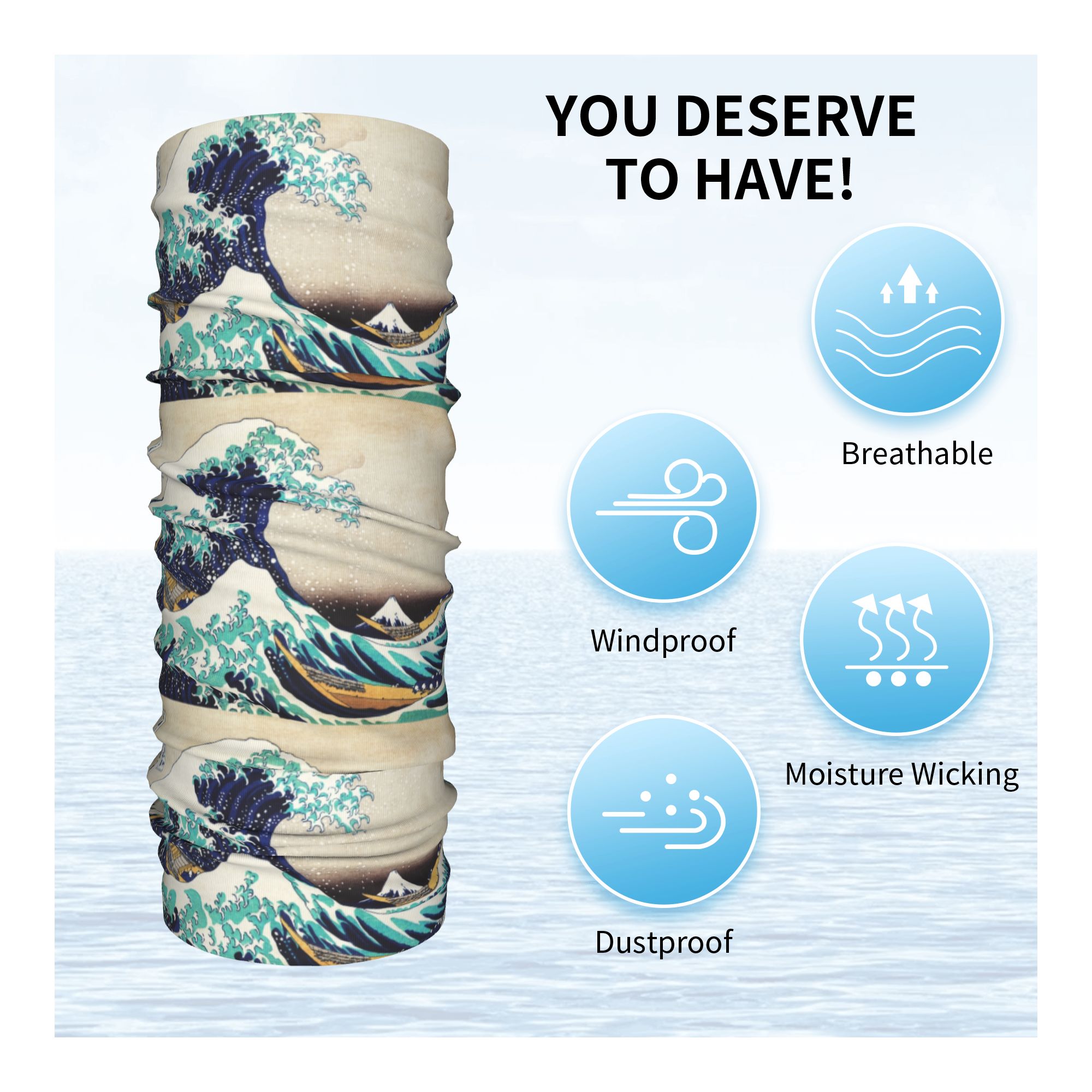 The Great Wave off Kanagawa Wi - Neck Gaiter Fleece review and price