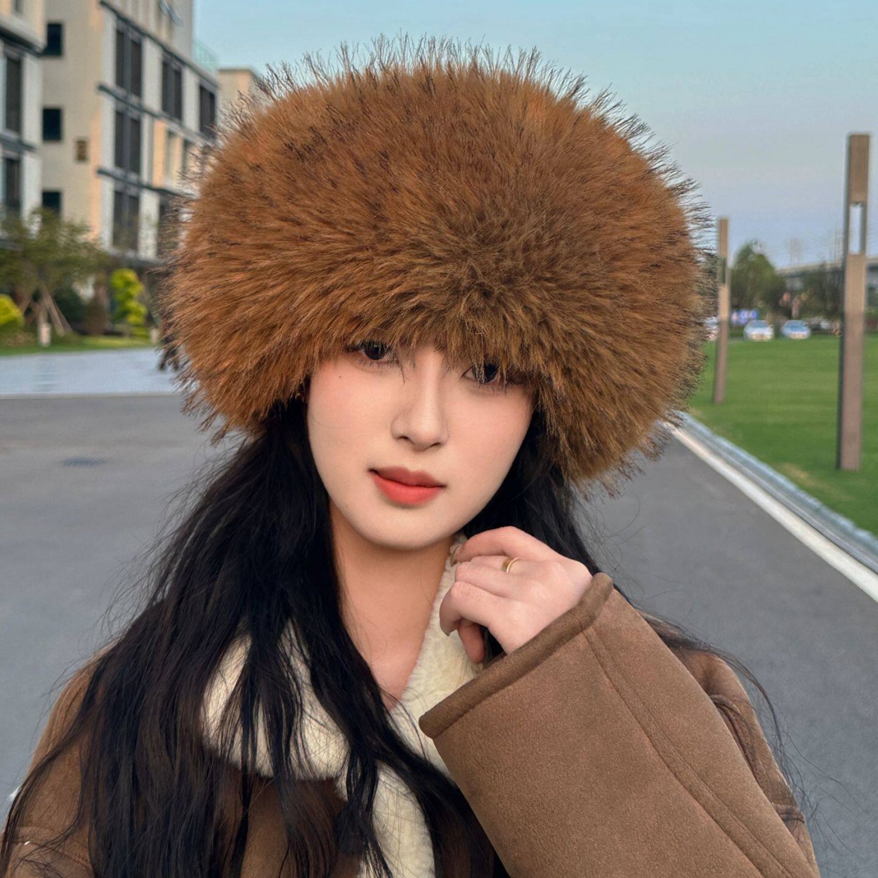 Soft Plush Faux Fox Fur Circle - Knit Beanie Hat Warm review and price