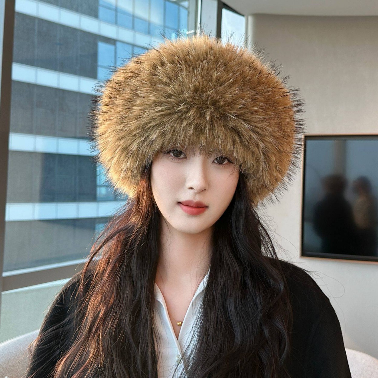 Soft Plush Faux Fox Fur Circle - Knit Beanie Hat Warm review and price