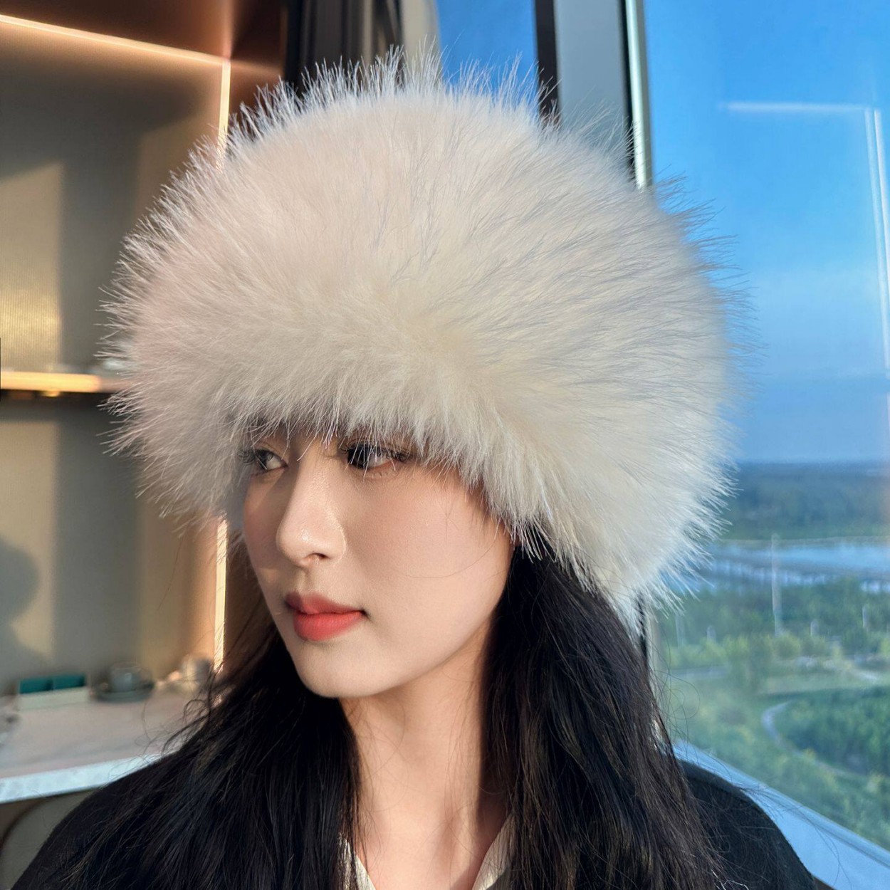 Soft Plush Faux Fox Fur Circle - Knit Beanie Hat Warm review and price