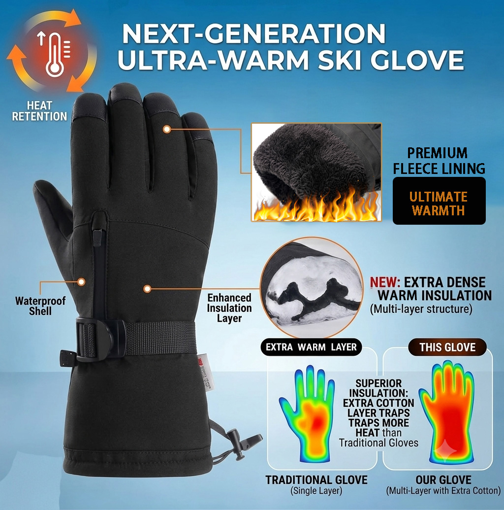 Winter Ski Gloves Men Women, W - Snow Glove Insulated review and price