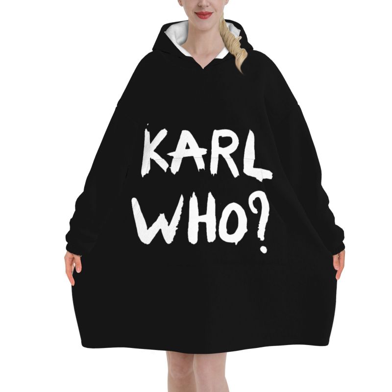 Karl Who Slogan Black Wearable - Sherpa Hoodie Fleece review and price