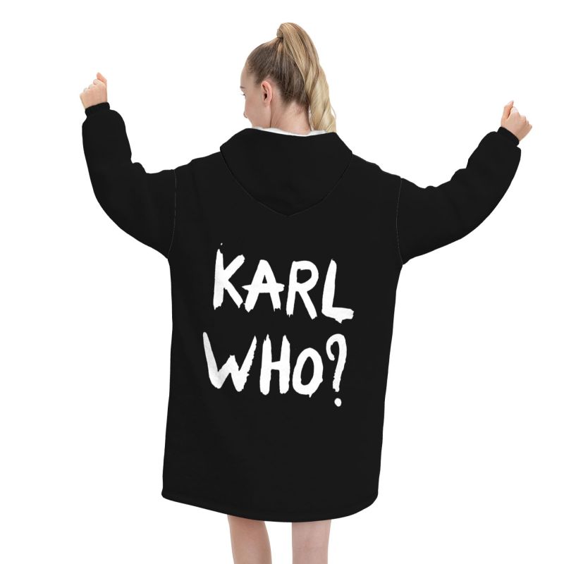 Karl Who Slogan Black Wearable - Sherpa Hoodie Fleece review and price